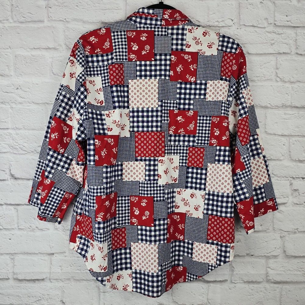 Vintage Tumbleweeds‎ Patchwork Button-Up Shirt Floral Gingham Women's M - Picture 5 of 8